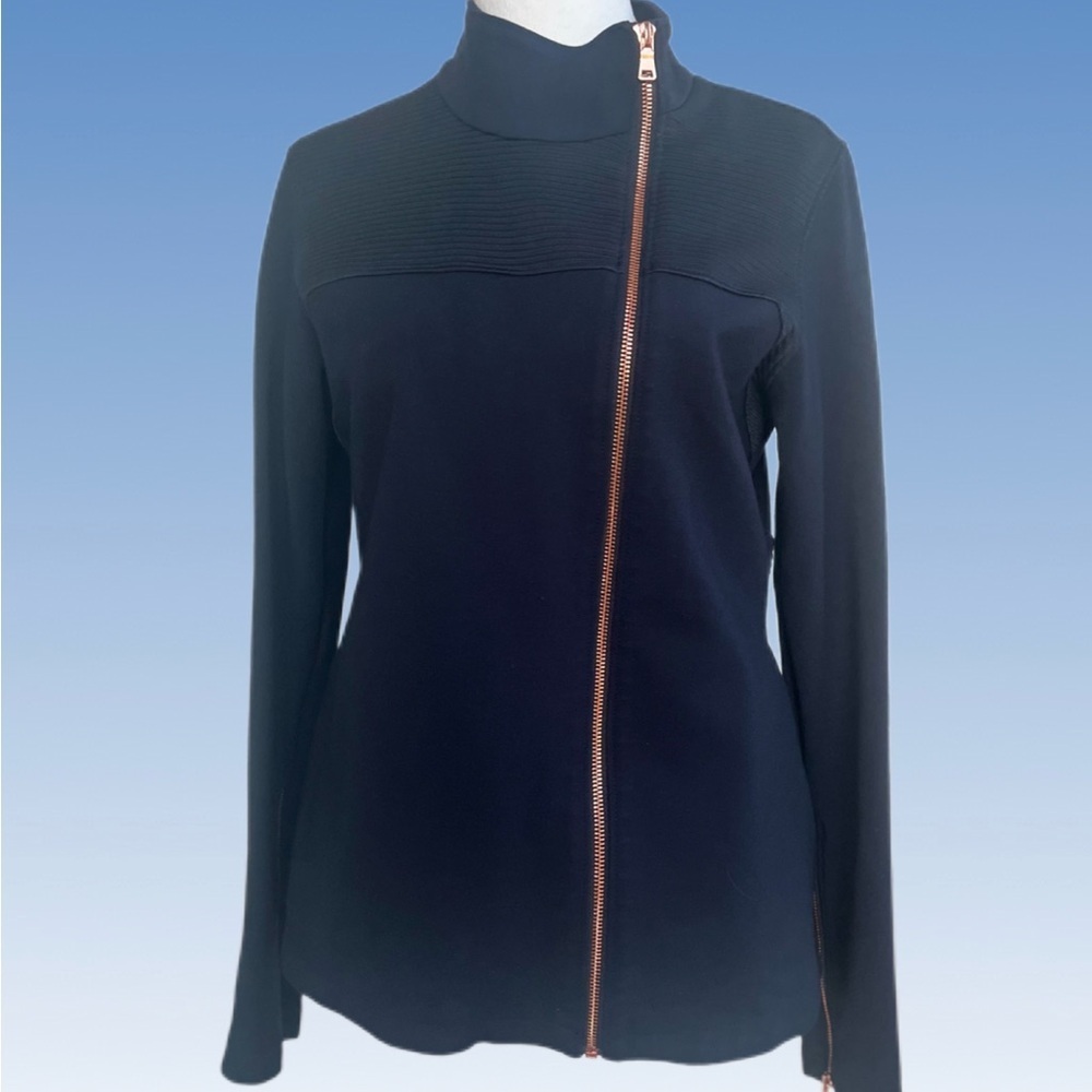 Chic Women's Navy   Jacket with copper Zipper size L